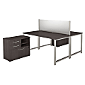 Bush Business Furniture 400 Series 2-Person Workstation With Table Desks And Storage, 60"W x 30"D, Storm Gray, Premium Installation