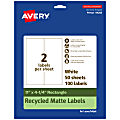 Avery® Recycled Paper Labels, 94266-EWMP50, Rectangle, 11" x 4-1/4", White, Pack Of 100 1 thumbnail image