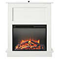 Ameriwood Home Ellsworth Fireplace With Mantel, 31-15/16"H x 31-11/16"W x 7-13/16"D, White