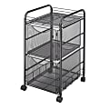 Safco® Onyx Mesh File Cart With 2 File Drawers, 27-1/2"H x 15-1/4"W x 17-1/2"D, Black 1 thumbnail image