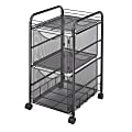 Safco® Onyx Mesh File Cart With 2 File Drawers, 27-1/2"H x 15-1/4"W x 17-1/2"D, Black