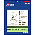 Avery® Recycled Paper Labels, 94057-EWMP100, Oval, 4" x 6", White, Pack Of 200 1 thumbnail image
