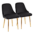 LumiSource Marcel Dining Chairs, Gold/Black, Set Of 2 Chairs