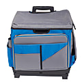ECR4KIDS Universal Plastic Rolling Cart & Organizer Bag With Telescoping Handle, 16 1/2" x 17 1/2" x 16", Blue/Gray