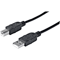 Manhattan USB-A to USB-B Cable, 1.8m, Male to Male, Black, 480 Mbps (USB 2.0), Hi-Speed USB, Lifetime Warranty, Polybag - USB cable - USB (M) to USB Type B (M) - USB 2.0 - 6 ft - molded - black