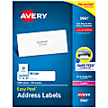 Avery® Easy Peel® Address Labels With Sure Feed® Technology, 5961, Rectangle, 1" x 4", Matte White, Box Of 5,000 1 thumbnail image