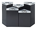 Safco® Trifecta Steel Receptacle Base, 15 Gallons, 26" x 19 1/2" x 19 1/2", Black