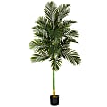 Nearly Natural Golden Cane Palm 84”H Artificial Plant With Planter, 84”H x 24”W x 24”D, Green/Black