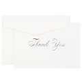 JAM Paper® Thank You Card Set, 4 7/8" x 3 3/8", 80 Lb, Bright White/Silver Script, Set Of 104 Cards And 100 Envelopes