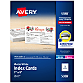 Avery® Printable Index Cards With Sure Feed® Technology, 3" x 5", White, 150 Blank Index Cards