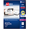 Avery® Printable Postcards With Sure Feed® Technology, 4" x 6", White, 100 Blank Postcards
