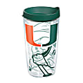 Tervis Genuine NCAA Tumbler With Lid, Miami Hurricanes, 16 Oz, Clear
