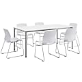 KFI Studios Dailey Table Set With 6 Sled Chairs, White/Gray Table/White Chairs 1 thumbnail image