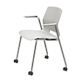 KFI Studios Imme Stack Chair With Arms And Caster Base, Light Gray/Silver
