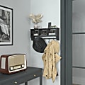 Flash Furniture Daly Wall-Mounted Solid Pine Wood Storage Rack, 9-1/4”H x 23-1/2”W x 5-1/2”D, Black Wash