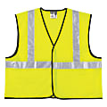 Class 2 Safety Vest, Fluorescent Lime w/Silver Stripe, Polyester, XL