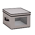 Honey-Can-Do Canvas Dinnerware Storage Box, Medium Size, 8 1/2" x 12" x 12", Black/Gray
