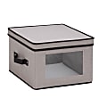 Honey-Can-Do Canvas Dinnerware Storage Box, Medium Size, 8 1/2" x 12" x 12", Black/Gray 1 thumbnail image