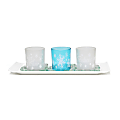 Elegant Designs Winter Wonderland Candle Holder Set, 3-1/2” x 5” x 14”, Blue Frost, Set Of 3 Holders