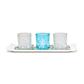 Elegant Designs Winter Wonderland Candle Holder Set, 3-1/2” x 5” x 14”, Blue Frost, Set Of 3 Holders 1 thumbnail image