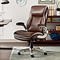 Serta® Smart Layers™ Brinkley Ergonomic Bonded Leather High-Back Executive Chair, Brown/Silver