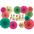 Amscan Summer Luau Aloha Deluxe Paper Fan Decorating Kit, Set Of 22 Pieces