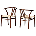Baxton Studio Paxton Modern Wood Dining Chairs, Beige/Dark Brown, Set Of 2 Chairs