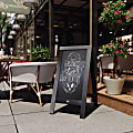 Flash Furniture Canterbury Vintage Wooden A-Frame Magnetic Indoor/Outdoor Chalkboard Sign, Porcelain Steel, 40" x 20", Black Frame 1 thumbnail image