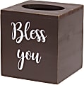 Elegant Designs Decorix Square Wooden Tissue Box Cover With Sliding Base, 6”H x 5-1/2”W x 5-1/2”L, Brown 1 thumbnail image