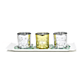 Elegant Designs Winter Wonderland Candle Holder Set, 3-1/2” x 5” x 14”, Silver/Gold, Set Of 3 Holders
