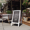 Flash Furniture Canterbury Vintage Wooden A-Frame Magnetic Indoor/Outdoor Chalkboard Sign, Porcelain Steel, 40" x 20", White Wash Frame 1 thumbnail image