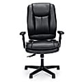 OFM Essentials Bonded Leather High-Back Chair, Black/Silver