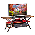 Bestier 55" LED Gaming TV Stand For 65" TV With Drawer & Storage Shelf, 22”H x 55-1/8”W x 15-3/4”D, Rustic Brown