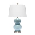 Lalia Home Dual Orb With Fabric Shade Table Lamp, 21-1/4"H, White Shade/Light Blue Base