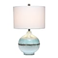 Lalia Home Bayside Horizon With Fabric Shade Table Lamp, 24"H, White Shade/Aqua And Brown Base 1 thumbnail image