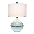 Lalia Home Bayside Horizon With Fabric Shade Table Lamp, 24"H, White Shade/Aqua And Brown Base