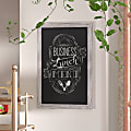 Flash Furniture Canterbury Wall-Mounted Magnetic Chalkboard Sign With Eraser, Porcelain Steel, 36"H x 24"W x 3/4"D, White Washed Frame 1 thumbnail image