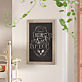 Flash Furniture Canterbury Wall-Mounted Magnetic Chalkboard Sign With Eraser, Porcelain Steel, 30"H x 20"W x 3/4"D, Weathered Brown Frame