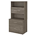 Bush Business Furniture Office 500 36"W 2-Drawer Lateral File Cabinet With Hutch, Modern Hickory, Standard Delivery - Partially Assembled