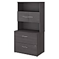 Bush Business Furniture Office 500 35-2/3"W x 23-1/3"D 2-Drawer Lateral File Cabinet With Hutch, Storm Gray, Standard Delivery - Partially Assembled 1 thumbnail image