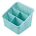 Realspace® Plastic Weave 5 Compartment Bin, Medium Size, Blue