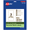 Avery® Recycled Paper Labels, 94246-EWMP100, Rectangle, 2-1/2" x 5", White, Pack Of 300