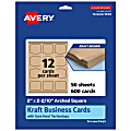 Avery® Print-To-The-Edge Business Cards With Sure Feed® Technology, 2"x2-2/10" Arched Square, Kraft Brown, Pack Of 600 1 thumbnail image