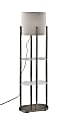 Adesso® Norman 2-Shelf Lamp, 60-1/2"H, Gray & White Shade/Brushed Steel Base 1 thumbnail image