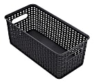 Realspace® Plastic Weave Bookshelf Bin, Small Size, Black