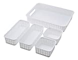 See Jane Work® Plastic Weave Bins, Small Size, White, Pack Of 5
