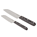 Martha Stewart Everyday 2-Piece Stainless Steel Santoku Knife Set, 1”H x 5”W x 15”D, Dark Gray