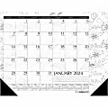 House of Doolittle Monthly Desk Pad Calendar Black and White Doodle 18-1/2 x 13 Inches - Monthly - 1 Year - January to December - 1 Month Single Page Layout - 18 1/2" x 13" - Gummed at the Head with Two Black Corners- Desk - Black, White