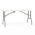 Flash Furniture Height-Adjustable Bi-Fold Plastic Banquet And Event Folding Table, 34"H x 27-1/4"W x 60"D, Granite White