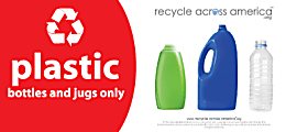 Recycle Across America Plastics Standardized Recycling Label, PLAS-0409, 4" x 9", Red 1 thumbnail image
